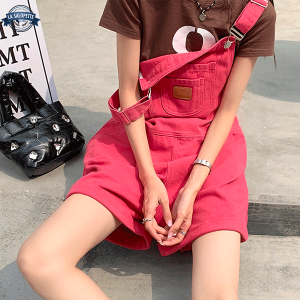 Salopette Courte Rose Bonbon