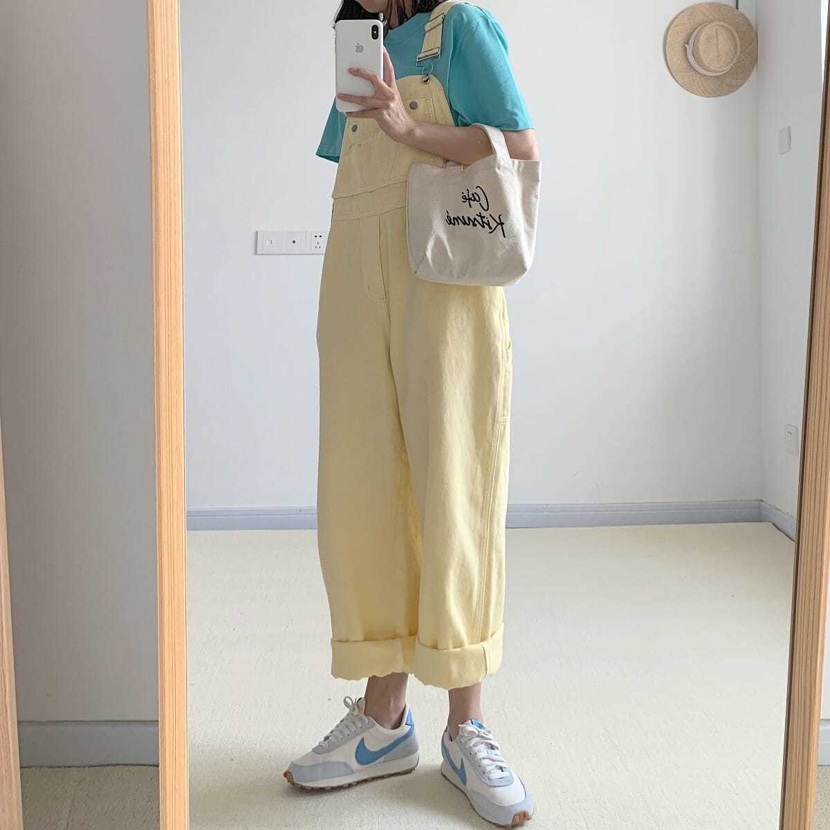 Denim Overalls<br> Pastel Yellow