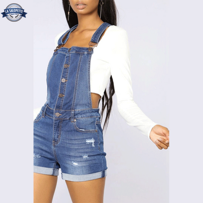 Overall Shorts<br> in Jean Azure