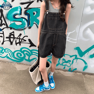 Salopette Denim Short Noire