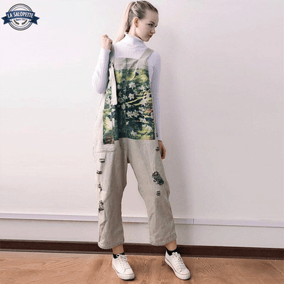 Salopette en Jean Fleuri