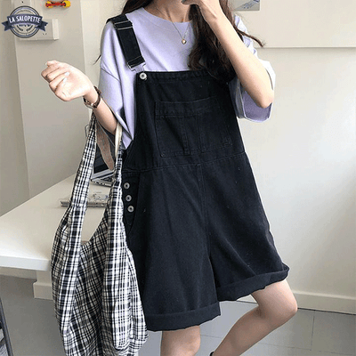 Salopette Femme en Denim Noir