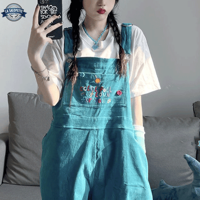 Salopette Velours Bleu Femme