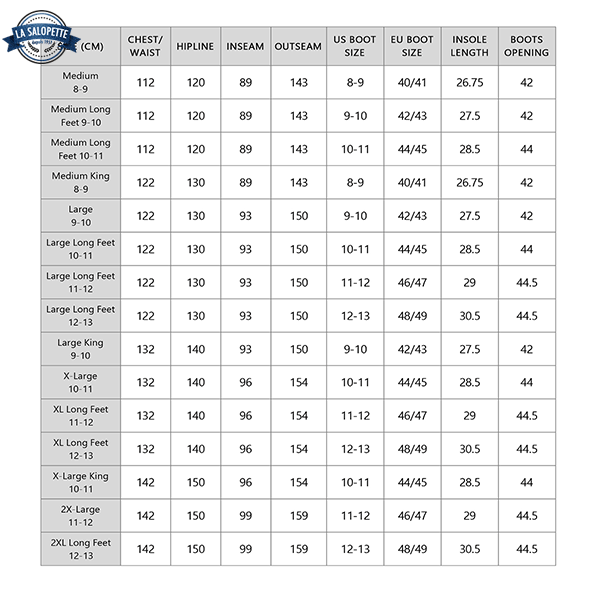 Waders Guide des Tailles