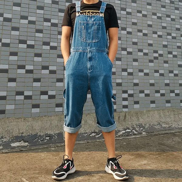 Short Overalls Large Size Azure