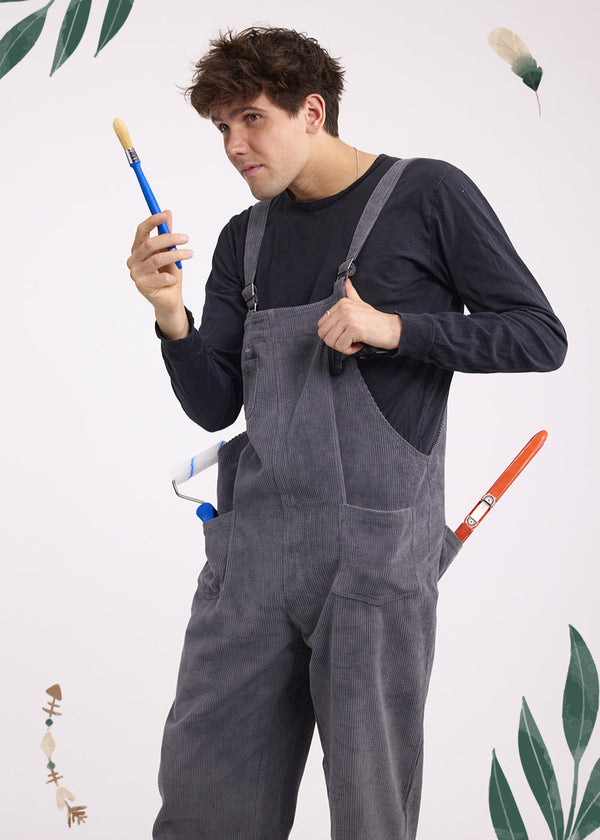 Grey Corduroy Overalls Argile