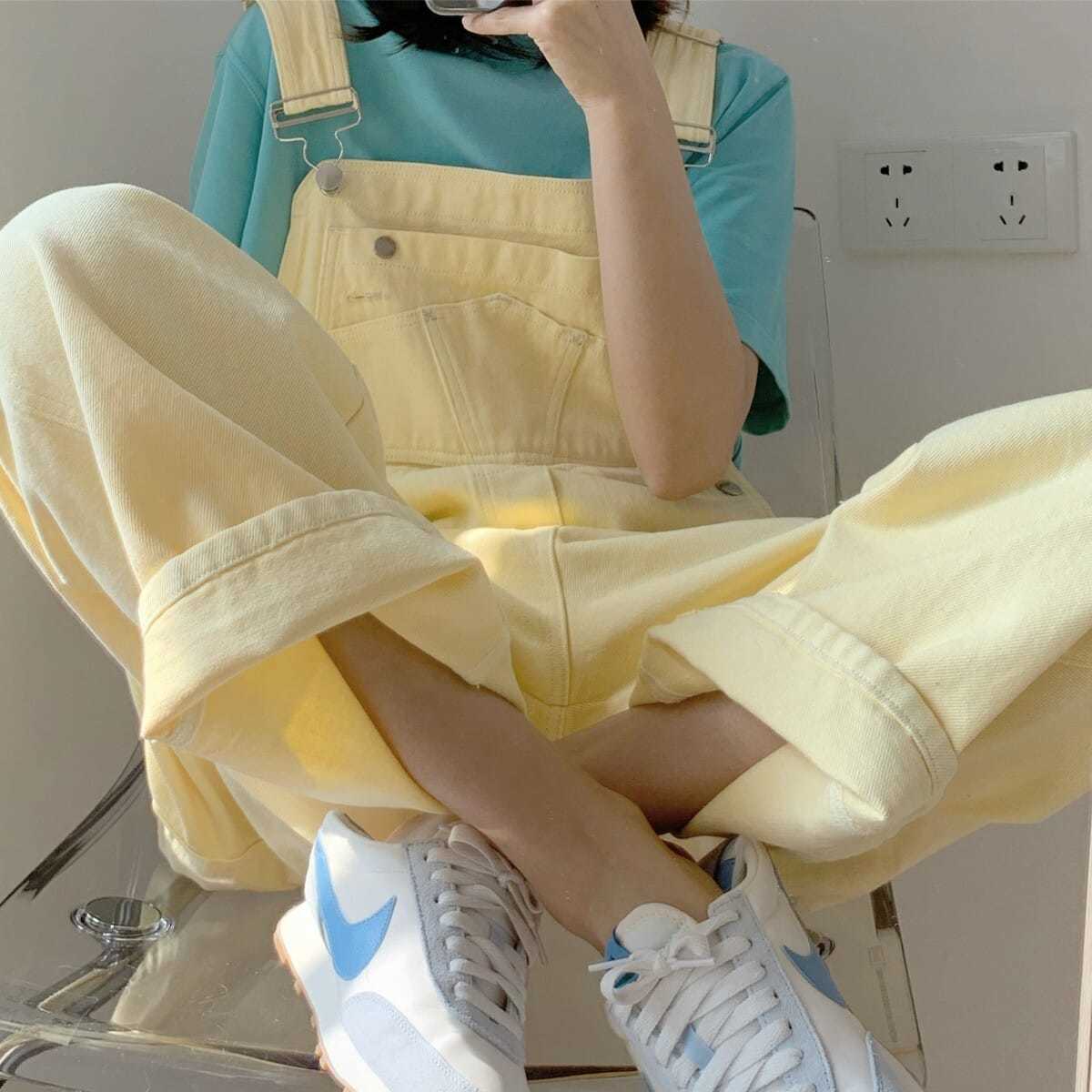 Denim Overalls Pastel Yellow