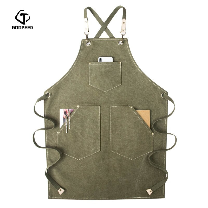 GOOPEEG summer canvas work apron denim Korean version hairdressing hairdresser floral barista custom LOGO waist