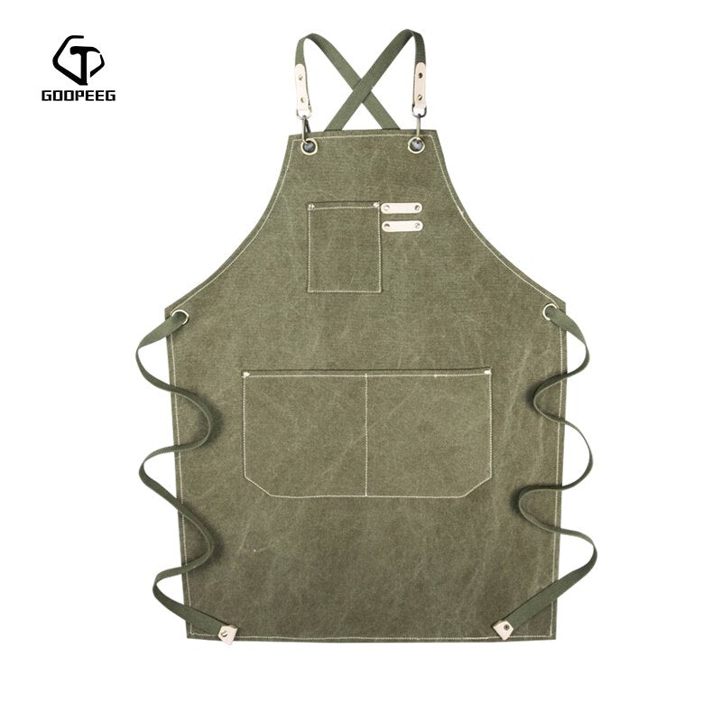 GOOPEEG summer canvas work apron denim Korean version hairdressing hairdresser floral barista custom LOGO waist