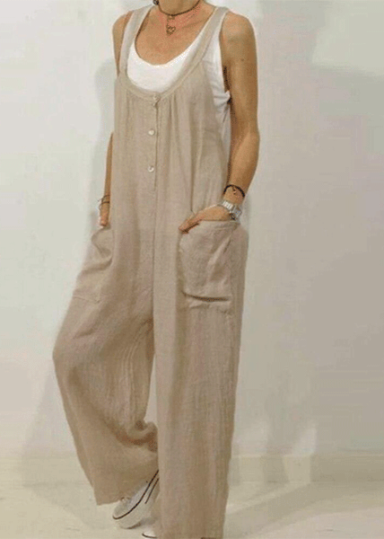 Vintage Overalls Loose Linen Rust