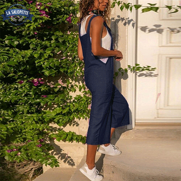 Linen overalls Plain Blue