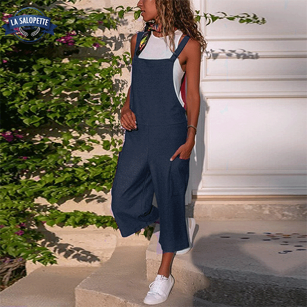 Linen overalls Plain Blue