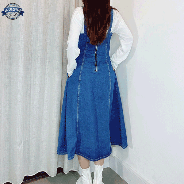 Pinafore Dress Indigo Blue