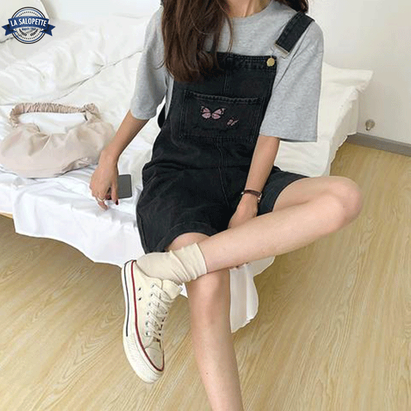 Short Overalls Cute Black Drawing