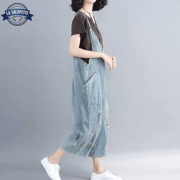 Denim Overalls Hole Cubana