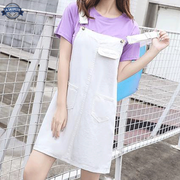 Denim Overalls Dress White | La Salopette Denim Overalls Dress White | La Salopette