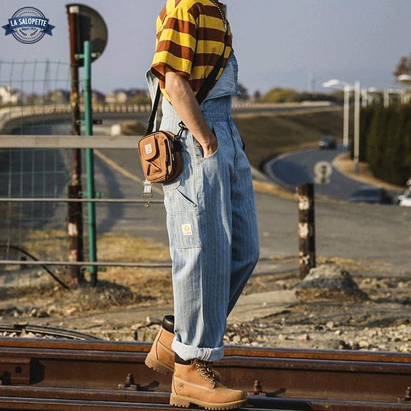 Vintage Overalls Striped Man Duffle