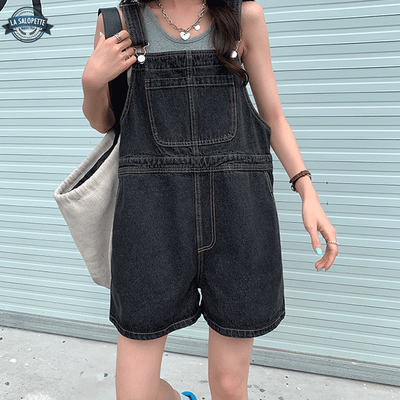 short overalls Black Lara