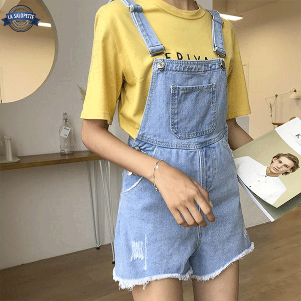 Short Overalls Light Blue Woman