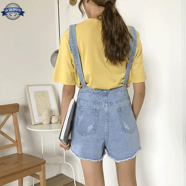 Short Overalls Light Blue Woman