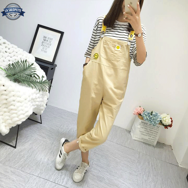 Vintage Overalls Short Yellow Happy