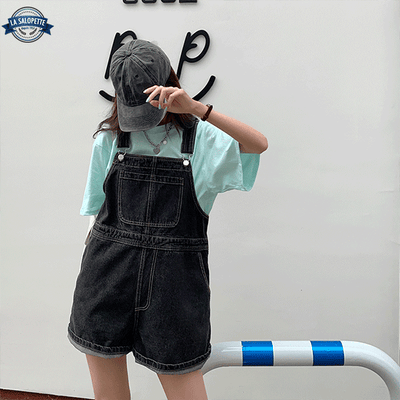 short overalls Black Lara