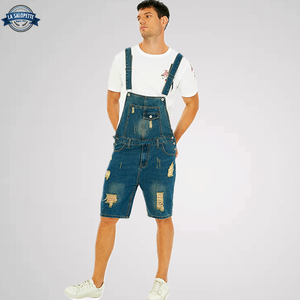 Short Overalls Ripped Jeans