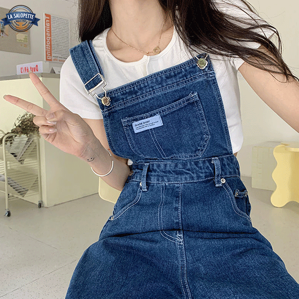 Denim Overalls Prussian High Waist