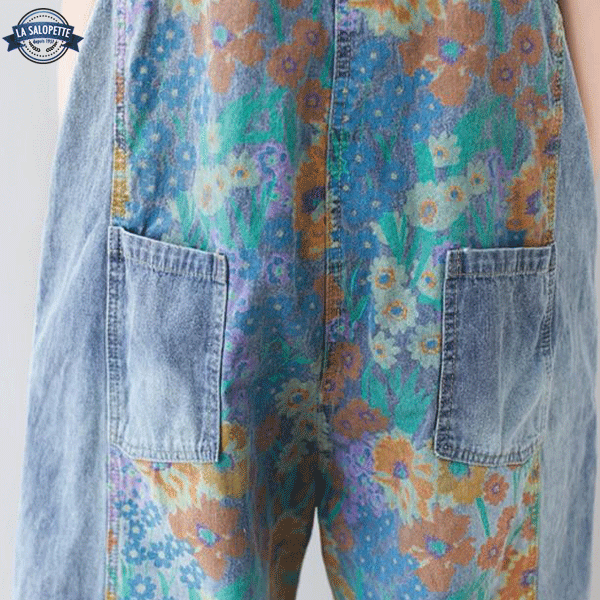 Salopette en Jean Boho à Fleurs