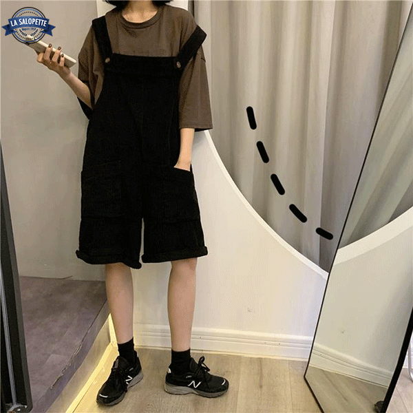 short overalls Black Velvet Woman