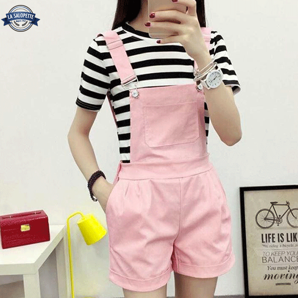 Short Overalls Icy Pink Woman