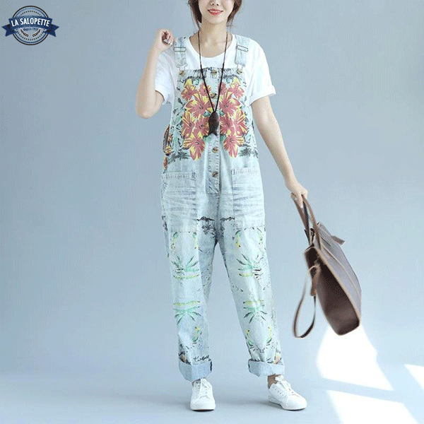 Denim Overalls With Lilia Flowers