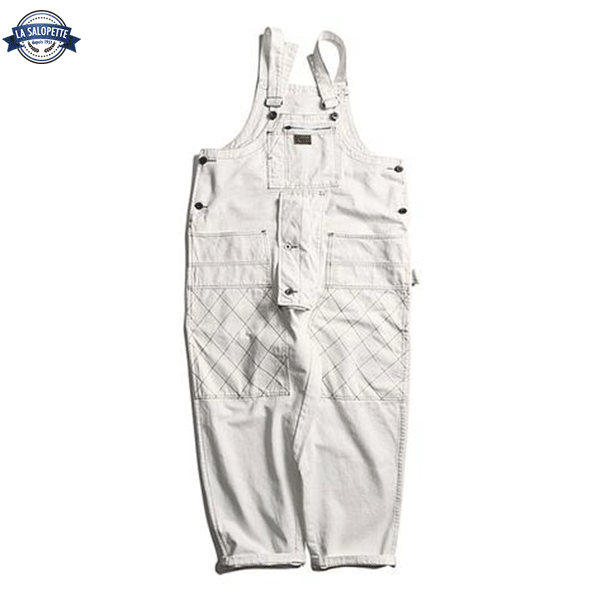 Men's Denim Overalls White Snow