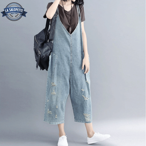 Denim Overalls Hole Cubana