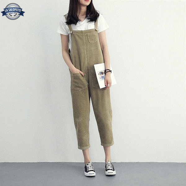Vintage Overalls Velvet Khaki
