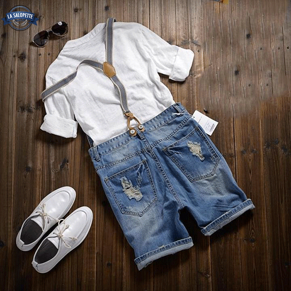short overalls with detached shoulder strap