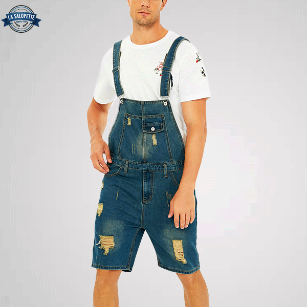 Short Overalls Ripped Jeans