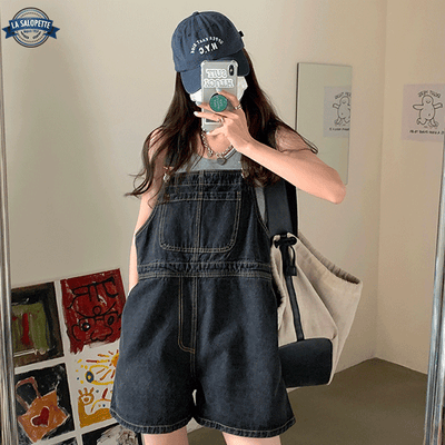 short overalls Black Lara