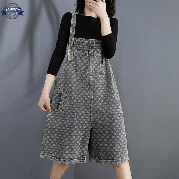 short overalls Gray Polka Dot Jeans
